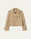 Burberry Double-breasted Cotton Lightweight Jacket In Brown