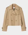 Burberry Double-breasted Cotton Lightweight Jacket In Brown