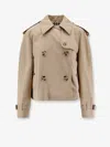 Burberry Cropped Heritage Trench Coat In Beige Gabardine Women In Nude