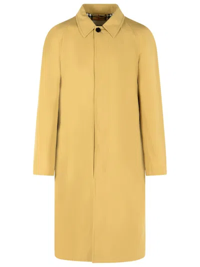 Burberry Hamper Long Cotton Raincoat In Yellow