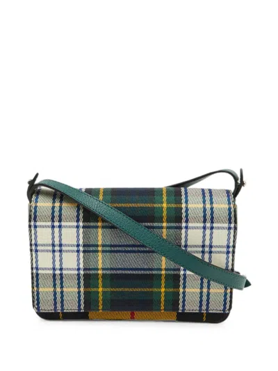 Pre-owned Burberry Hampshire Check Crossbody Bag In White