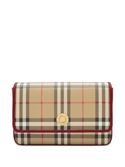 Burberry Hampshire Check Leather Trim Bag In Neutral
