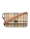Burberry Hampshire Check-print Woven And Leather Shoulder Bag In Tan