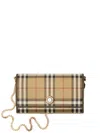 Burberry Hannah Check Flap Wallet On Chain In Neutrals
