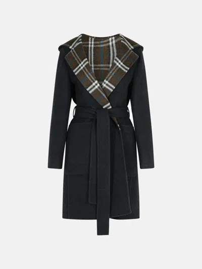 Burberry Kids' 'hampshire' Reversible Black Wool Coat