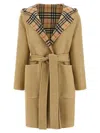 Burberry Beige Wool Reversible Coat In Brown