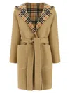 Burberry Beige Wool Reversible Coat In Nude