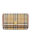 Burberry Hampshire Check-print Woven And Leather Shoulder Bag In Nude