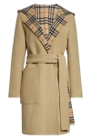 Burberry Checked-detail Wrap Coat In Brown
