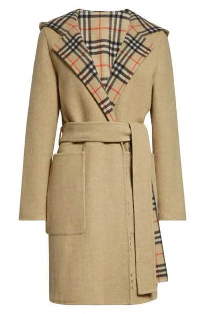 BURBERRY BURBERRY HAMPSHIRE WOOL REVERSIBLE HOODED COAT