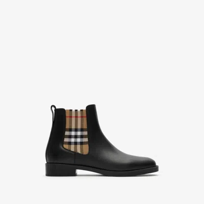 Burberry Hampstead Mini Leather Boots In Black