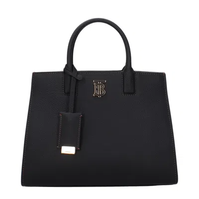 Burberry Logo Plaque Frances Small Tote Bag In Black