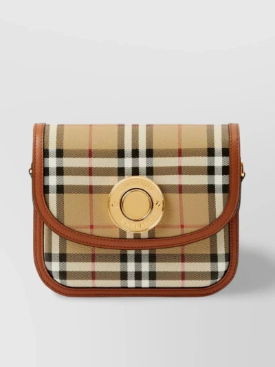 Burberry Hand-painted Checkered Crossbody Bag In Beige