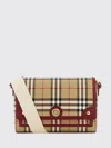 Burberry Check Leather Trim Crossbody Bag In Burgundy