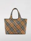Burberry Media Check Tote Bag In Nude