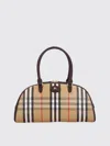 Burberry Highland Beige Handbag With Ekd Patch On The Front And All-over Check Motif In Cotton Blend Woman In Sand