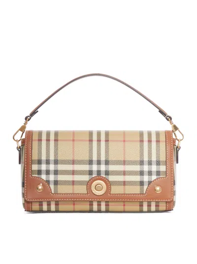 Burberry Womens Briar Brown Check-print Flap-front Woven-blend Cross-body Bag