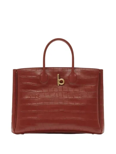 Burberry Handbag With Leather In Red