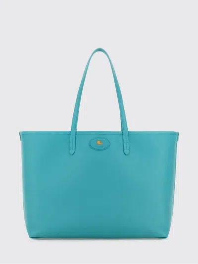 Burberry Leather Reversible Shoulder Bag Double Handles In Blue