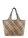 Burberry Canvas Shoulder Bag With Check Motif In Beige