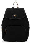 Burberry Black Fabric Horseshoe Backpack In Black