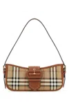 Burberry Canvas Sling Shoulder Bag With Checkered Pattern In Brown