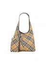 Burberry Women Embroidered Canvas Large Check Shopping Bag In Sand