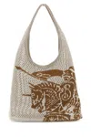 Burberry Graphic Design Knitted Shoulder Bag In White