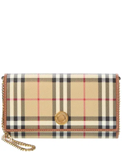 Burberry Hanna E-canvas & Leather Wallet On Chain In Beige