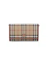 Burberry Beige Fabric Wallet With Multicolor Check Pattern In Brown