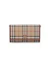 Burberry Beige Fabric Wallet With Multicolor Check Pattern In Brown