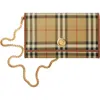 BURBERRY BURBERRY HANNAH CHECK COATED CANVAS WALLET ON A CHAIN