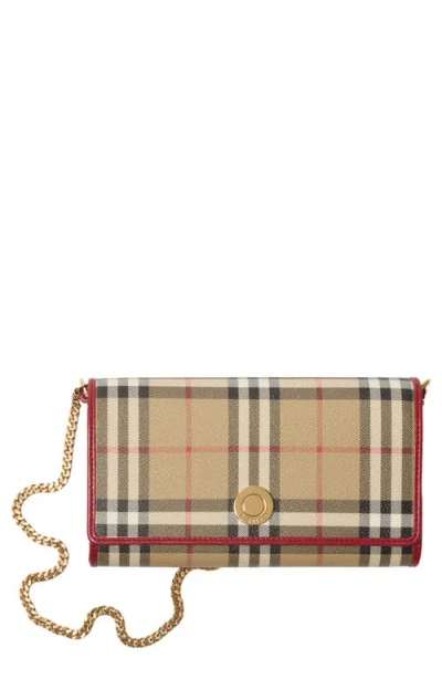 Burberry Hannah Check Coated Canvas Wallet On A Chain In Multi