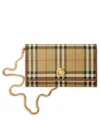 Burberry Hannah Check Flap Wallet On Chain In Beige