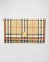 Burberry Hannah Flap Check Canvas Wallet In Archive Beige