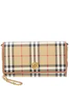 BURBERRY BURBERRY HANNAH VINTAGE CHECK E-CANVAS & LEATHER DETACHABLE STRAP WALLET