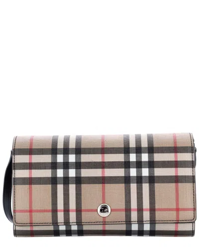 Pre-owned Burberry Hannah Wallet On Strap Vintage Check Canvas (authentic Pre-loved)