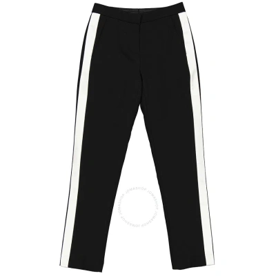 Burberry Hanover Silk Stripe Wool Straight Fit Tailored Trousers In Black