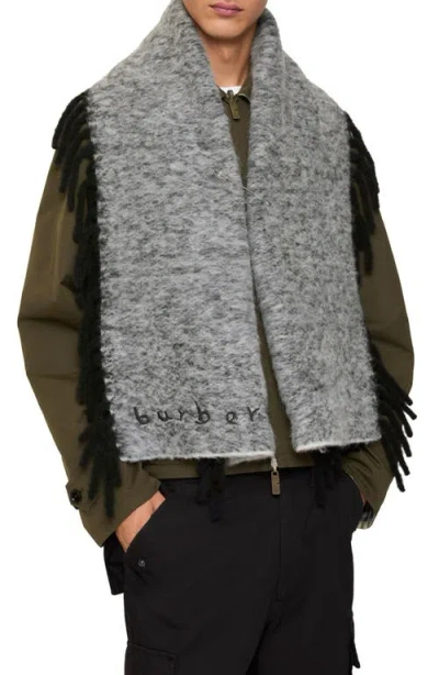 Burberry Happy Alpaca Blend Fringe Scarf In Gray