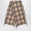 Burberry Happy Check Pattern Cashmere Scarf In Beige