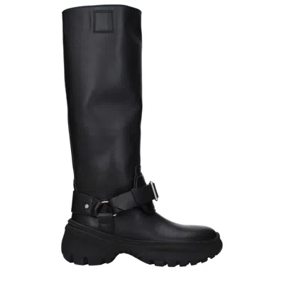 Burberry Harness-strap Leather Boot In Black