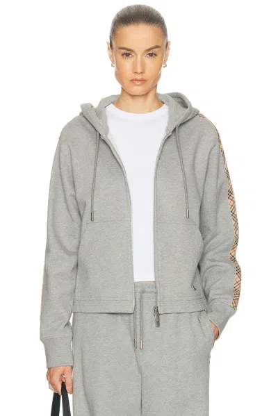 Burberry Harper Zip Up Hoodie In Gray