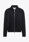 Burberry Long Sleeved Zip-up Shirt Jacket In Blue