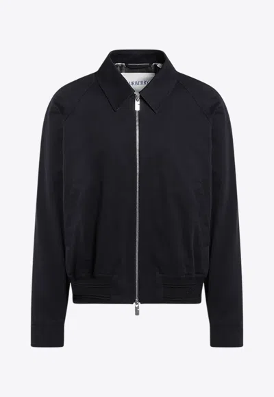 Burberry Long Sleeved Zip-up Shirt Jacket In Blue