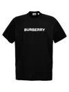 Burberry Men Black Crewneck T-shirt With Logo Lettering On The Front In Cotton Man In Multicolor