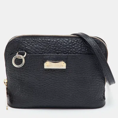 Pre-owned Burberry Harrogate Small Black Leather Crossbody Bag