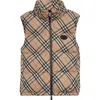 Burberry Harter Check Down Puffer Vest In Brown