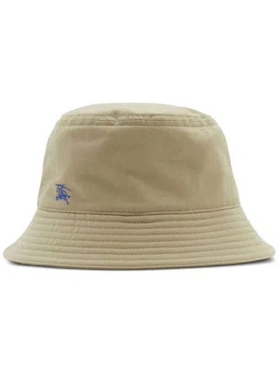 Burberry Equestrian Knight Embroidered Cotton Bucket Hat In Brown