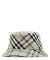 Burberry Ered Cotton Blend Bucket Hat With Nine Words In Beige