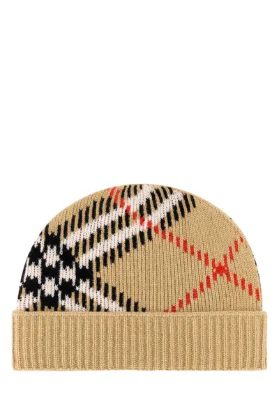 Burberry Checked Ribbed Cashmere-blend Beanie In Brown